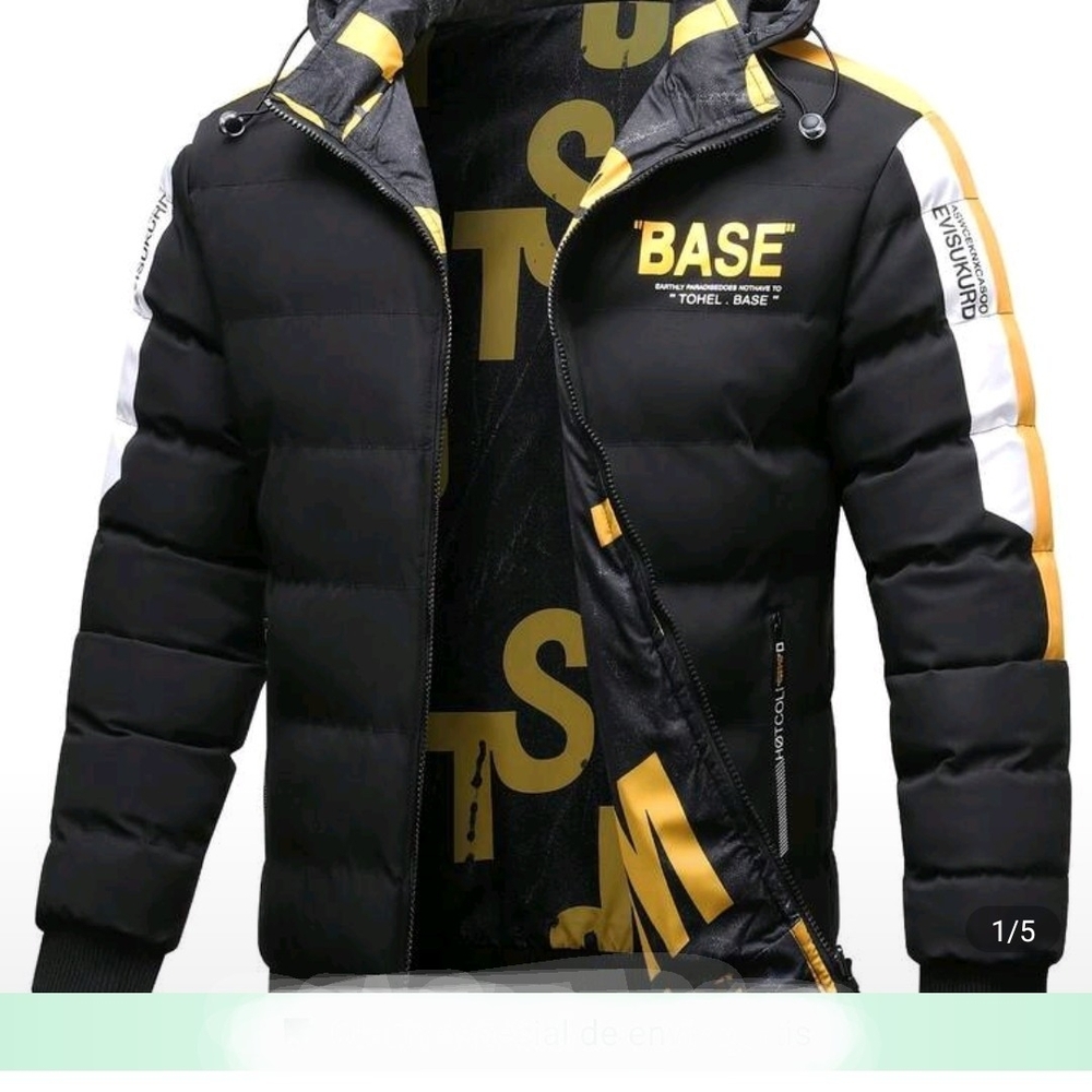 SHEIN Black and Yellow Puffer Jacket